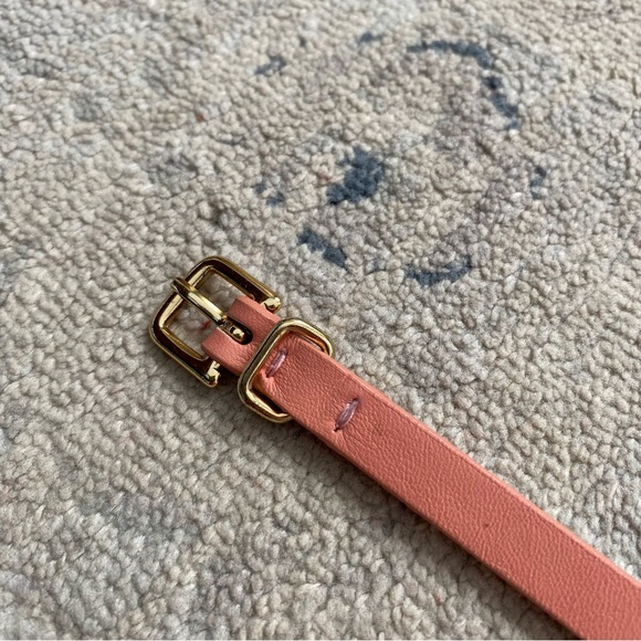 J. Crew Pink Leather Skinny Belt Small Gold Hardware - Picture 4 of 9